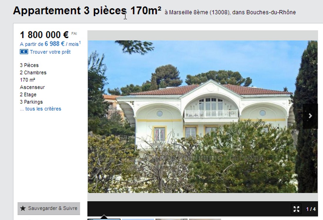 vente maison de prestige 13008 marseille