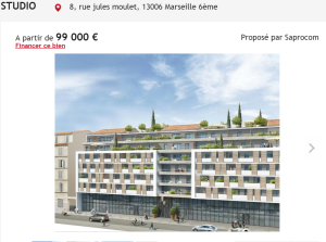 Achat appartement 1 pièce Marseille 6ème appartement neuf F1 T1 1 pièce 22m² 99000€ Proposé par Saprocom