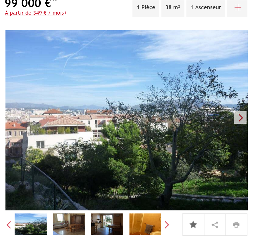 Vente appartement 1 pièce Marseille 6ème appartement F1 T1 1 pièce 38m² 99000€