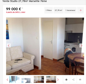 Vente appartement 1 pièce Marseille 7ème appartement F1 T1 1 pièce 27 78m² 99000€