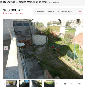 Vente maison 3 pièces Marseille 15ème maison F3 T3 3 pièces 0m² 100000€