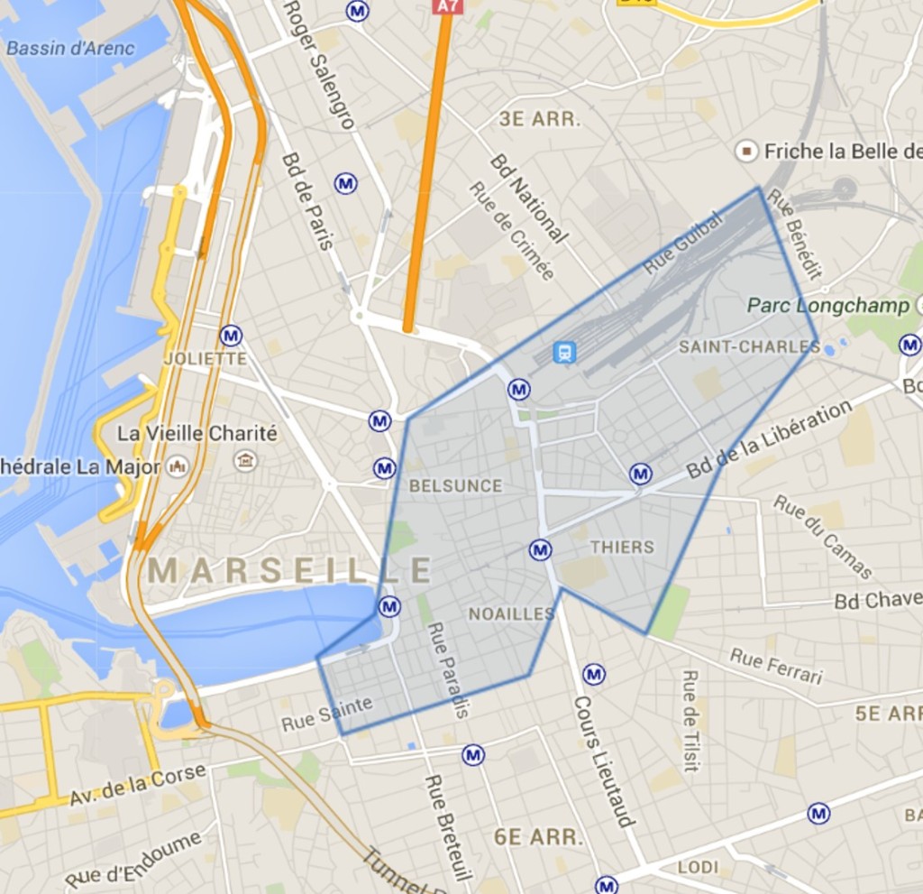 Carte du 1er arrondissement de Marseille