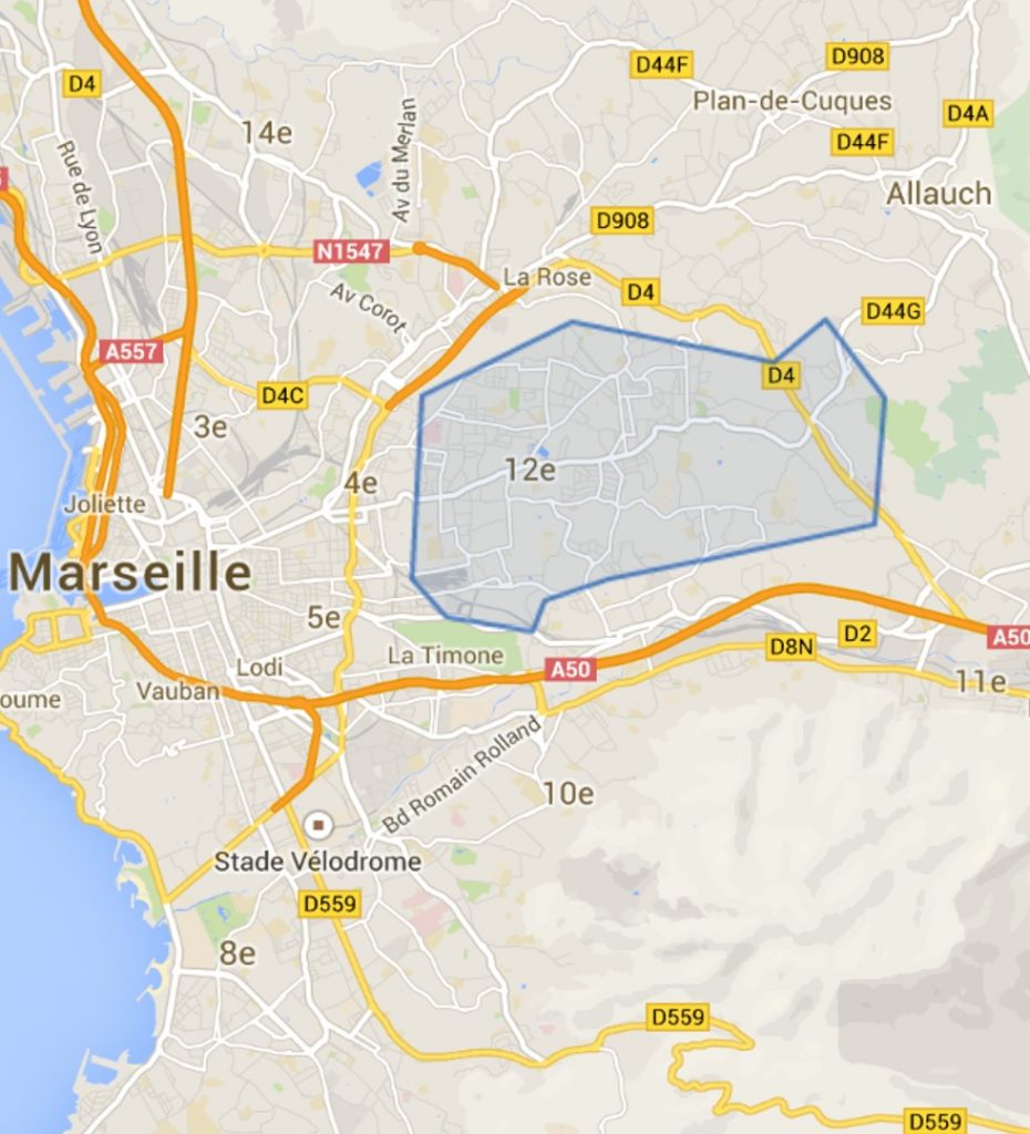 carte du 12e arrondissement de Marseille