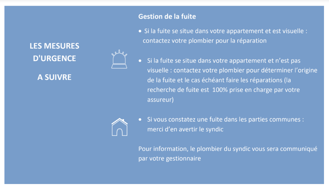 les mesures urgente a prendre en cas de degats des eaux